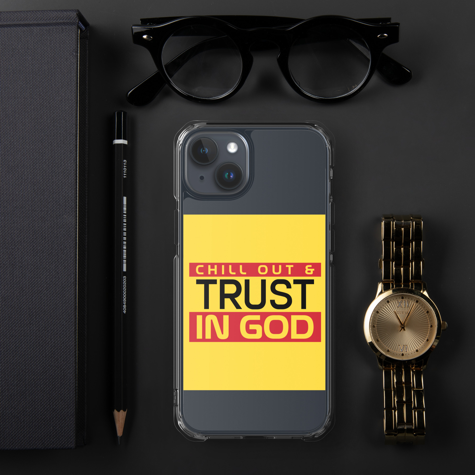 Chill out and Trust in God Clear Case for iPhone® 16 Chill out and Trust in God Clear Case for iPhone® - Image 16