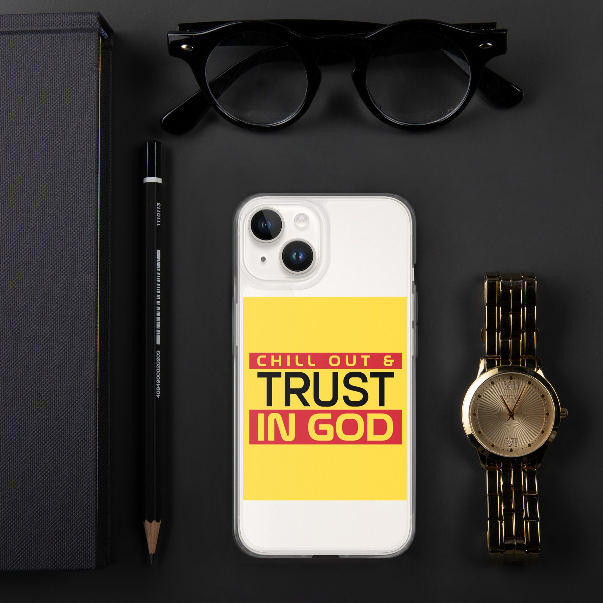 Chill out and Trust in God Clear Case for iPhone® 15 Chill out and Trust in God Clear Case for iPhone® - Image 15